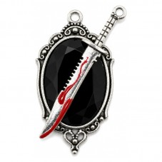 Breloque Pendentif Couteau Ensanglanté Gothique 42x23mm pour la Création de Bijoux Fantaisie - DIY