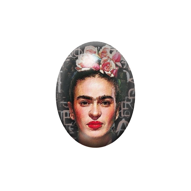 Cabochon en Verre Illustré Frida Kahlo 13x18, 18x25 ou 30x40mm