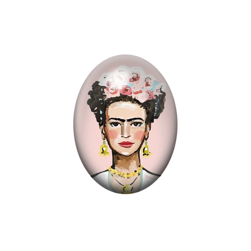 Cabochon en Verre Illustré Frida Kahlo 13x18, 18x25 ou 30x40mm