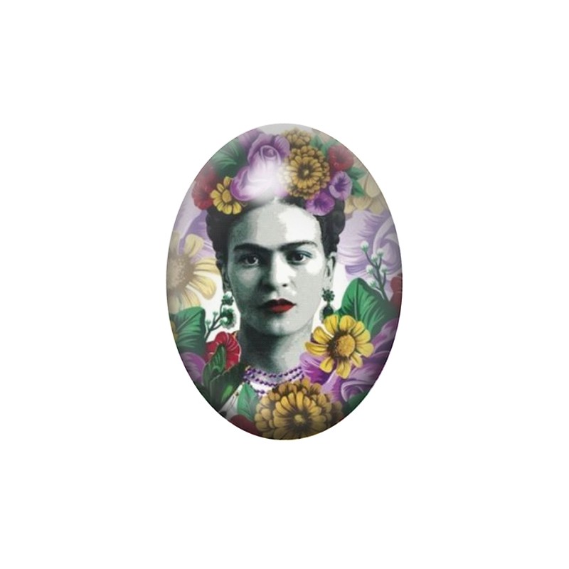 Cabochon en Verre Illustré Frida Kahlo 13x18, 18x25 ou 30x40mm