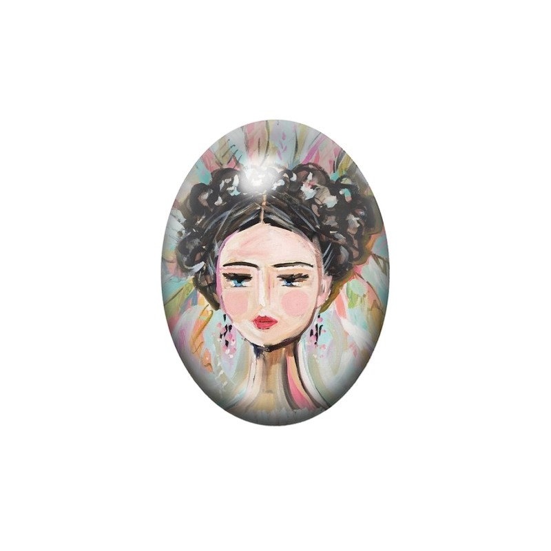 Cabochon en Verre Illustré Frida Kahlo 13x18, 18x25 ou 30x40mm
