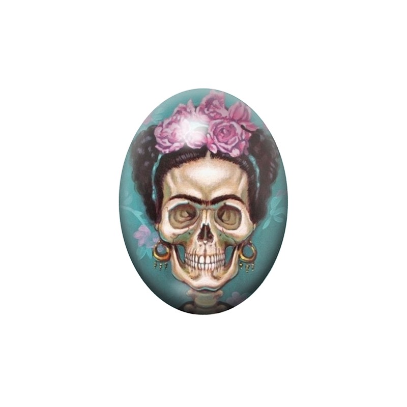 Cabochon en Verre Illustré Frida Kahlo Gothique 13x18, 18x25 ou 30x40mm