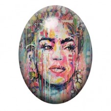 Cabochon en Verre Illustré Visage de Frida Kahlo en Peinture Coulante 13x18, 18x25 ou 30x40mm pour la création de bijoux fantais