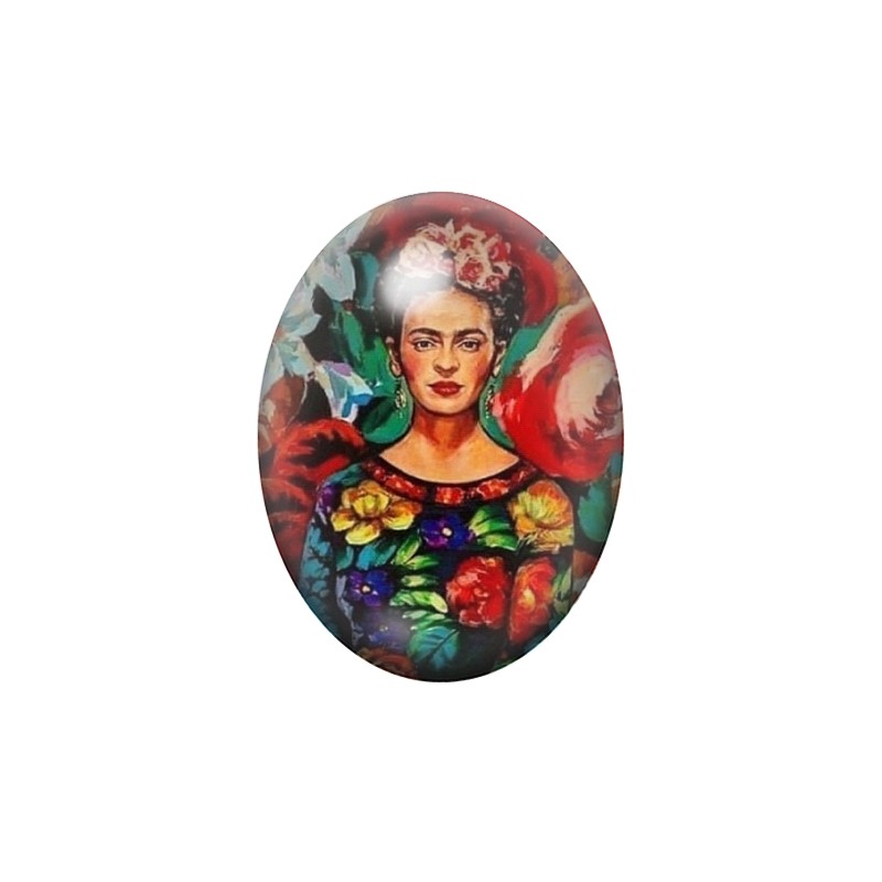 Cabochon en Verre Illustré Frida Kahlo 13x18, 18x25 ou 30x40mm