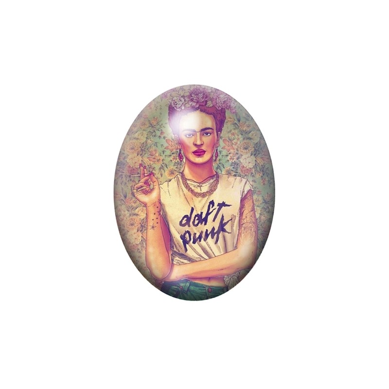 Cabochon en Verre Illustré Frida Kahlo 13x18, 18x25 ou 30x40mm
