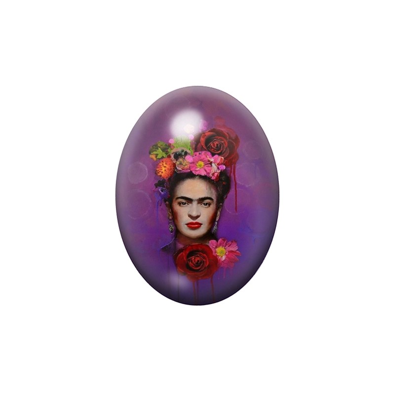 Cabochon en Verre Illustré Frida Kahlo 13x18, 18x25 ou 30x40mm