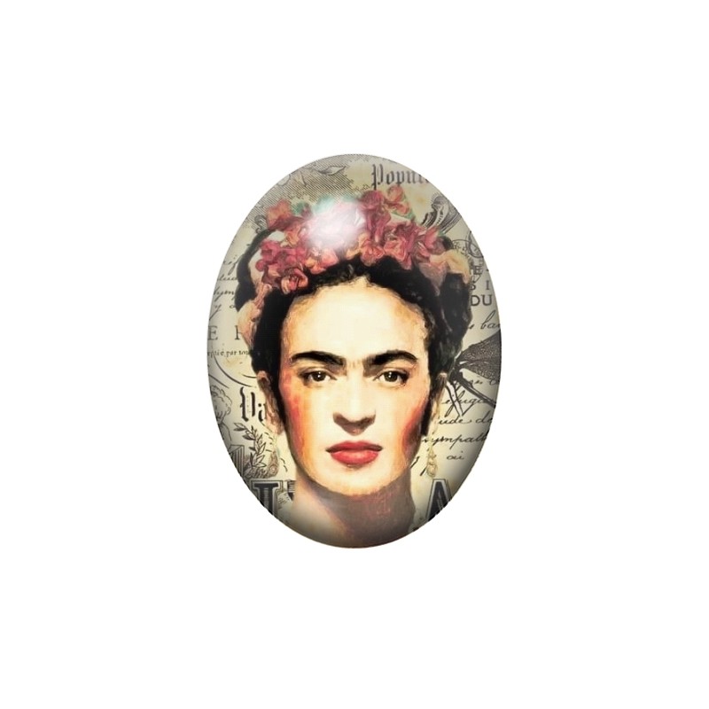 Cabochon en Verre Illustré Frida Kahlo 13x18, 18x25 ou 30x40mm