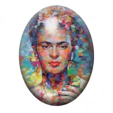 Cabochon en Verre Illustré Frida Kahlo en Aquarelle Multicolore 13x18, 18x25 ou 30x40mm pour la création de bijoux fantaisie - D