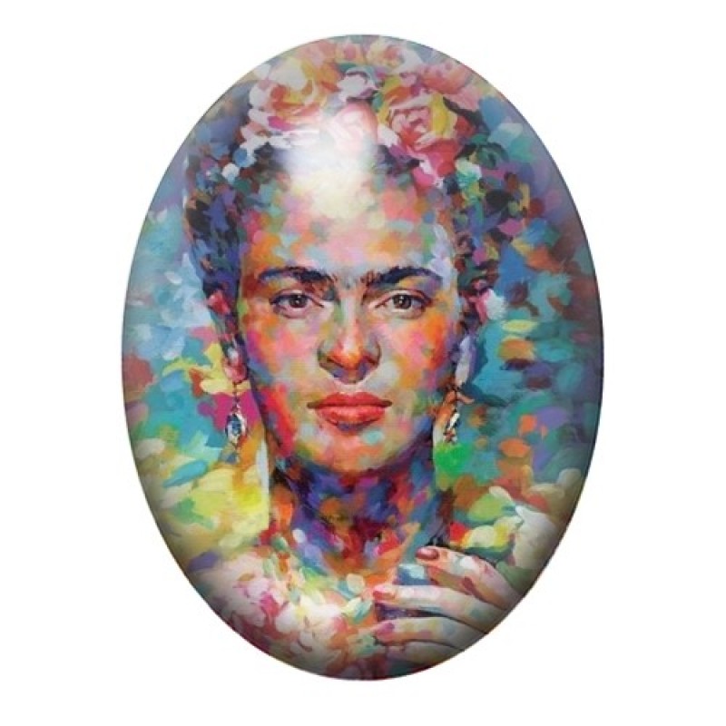 Cabochon en Verre Illustré Frida Kahlo 13x18, 18x25 ou 30x40mm