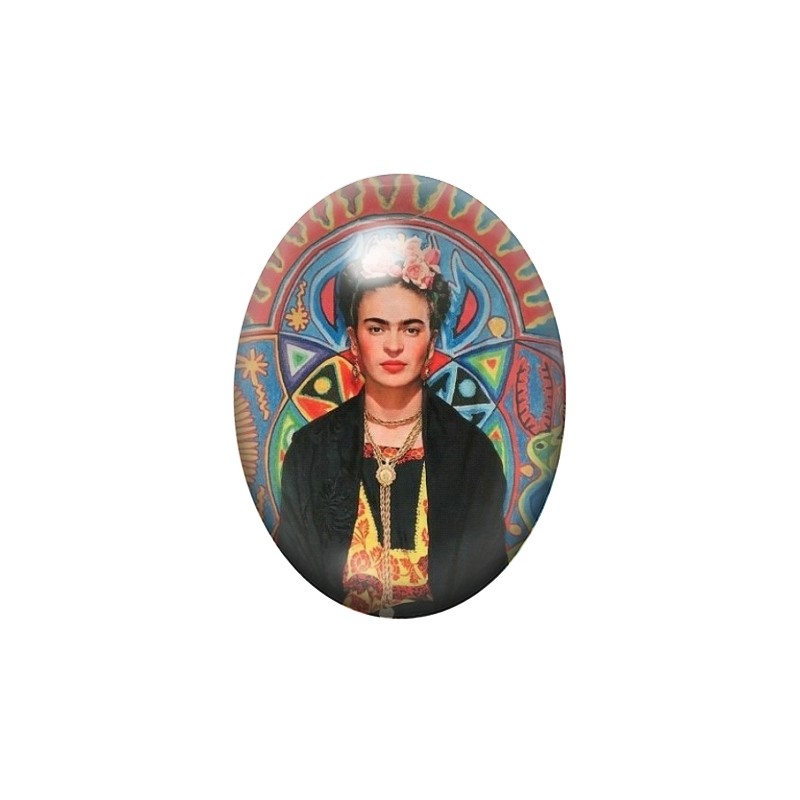 Cabochon en Verre Illustré Frida Kahlo 13x18, 18x25 ou 30x40mm