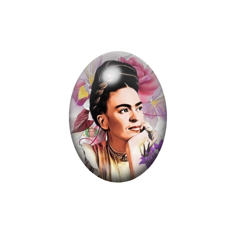 Cabochon en Verre Illustré Frida Kahlo 13x18, 18x25 ou 30x40mm