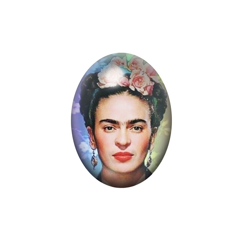 Cabochon en Verre Illustré Frida Kahlo 13x18, 18x25 ou 30x40mm