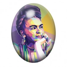 Cabochon en Verre Illustré Portrait Pop Art de Frida Kahlo 13x18, 18x25 ou 30x40mm pour la création de bijoux fantaisie - DIY
