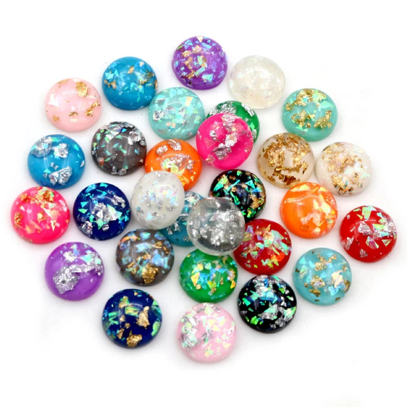 10 Cabochons Paillettes en Résine soit 5 Paires 10 ou 12mm