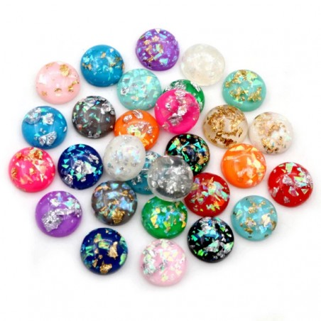 10 Cabochons Paillettes en Résine soit 5 Paires 10 ou 12mm