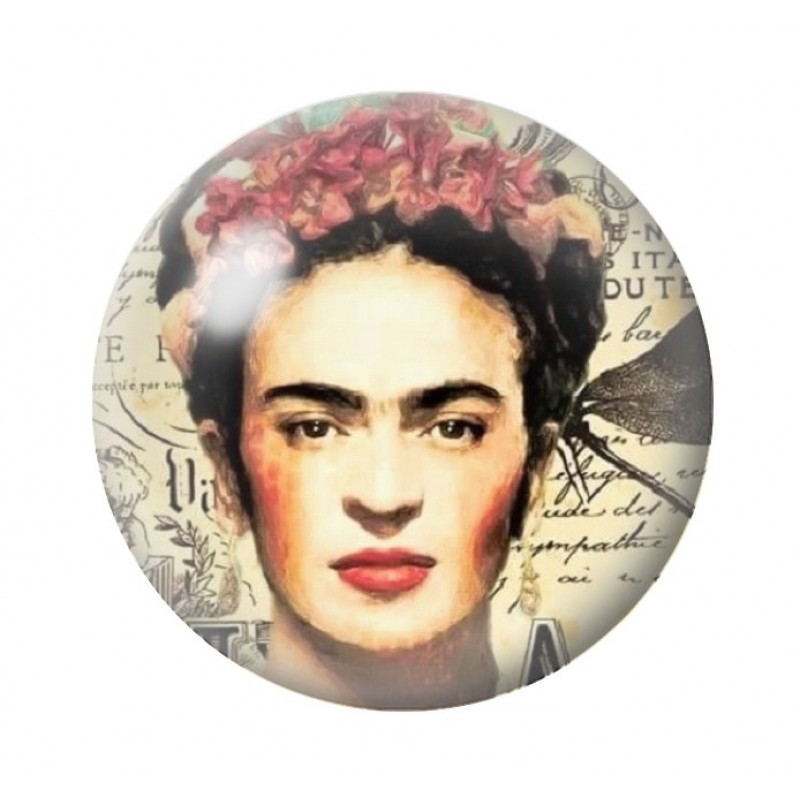 Cabochon en Verre Illustré Frida Kahlo 12 à 25mm