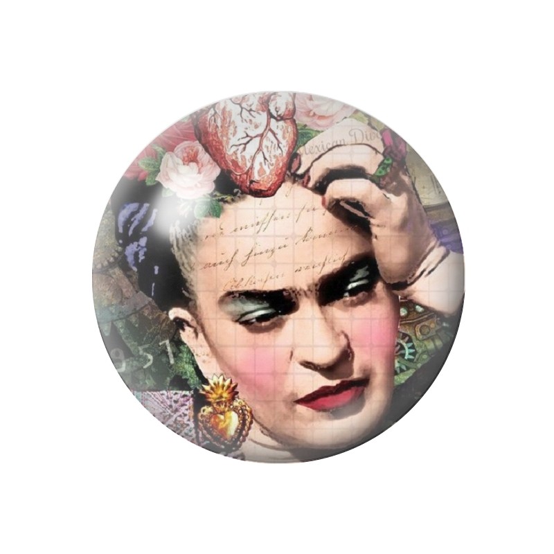 Cabochon en Verre Illustré Frida Kahlo 12 à 25mm