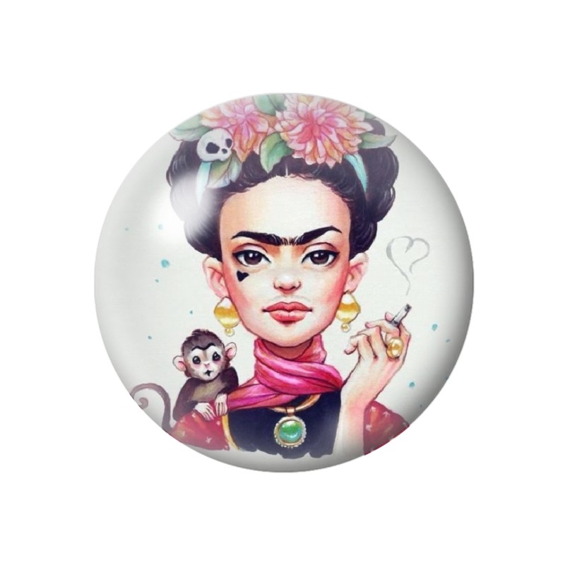 Cabochon en Verre Illustré Frida Kahlo 12 à 25mm
