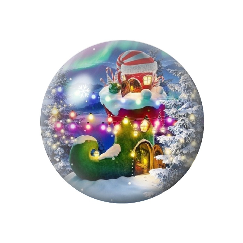 Cabochon en Verre Illustré Maison de Noël 12 à 25mm