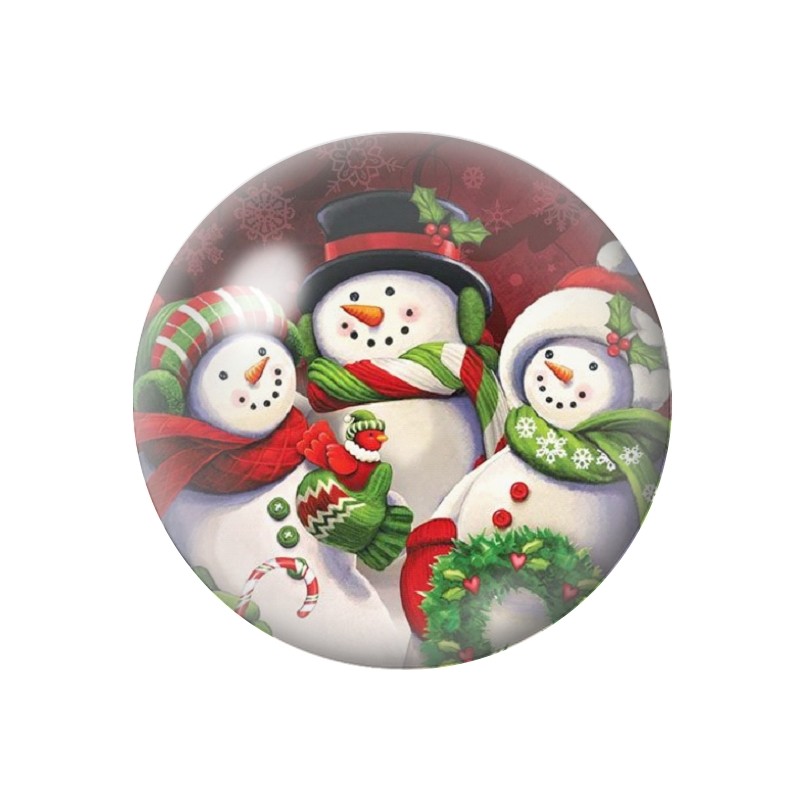 Cabochon en Verre Illustré Bonhommes de Neige Noël 12 à 25mm
