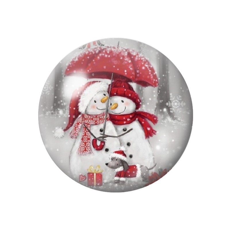 Cabochon en Verre Illustré Bonhommes de Neige Noël 12 à 25mm