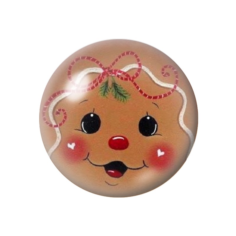 Cabochon en Verre Illustré Bonhomme Pain d’Épices Noël 12 à 25mm