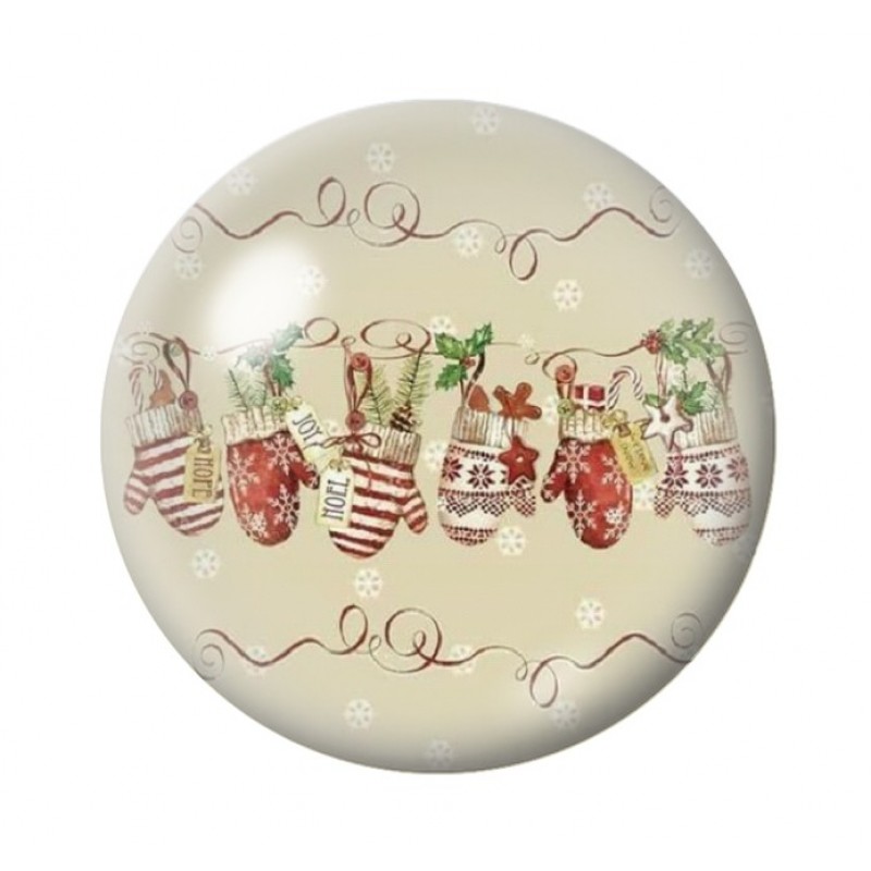 Cabochon en Verre Illustré Moufles Noël 12 à 25mm