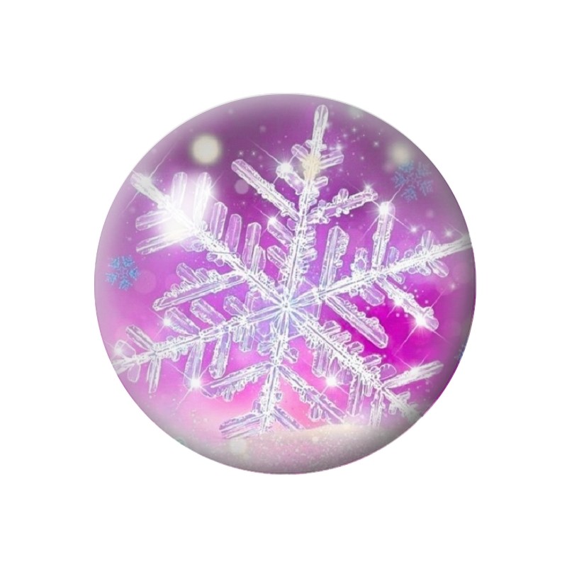 Cabochon en Verre Illustré Flocon de Neige Noël 12 à 25mm