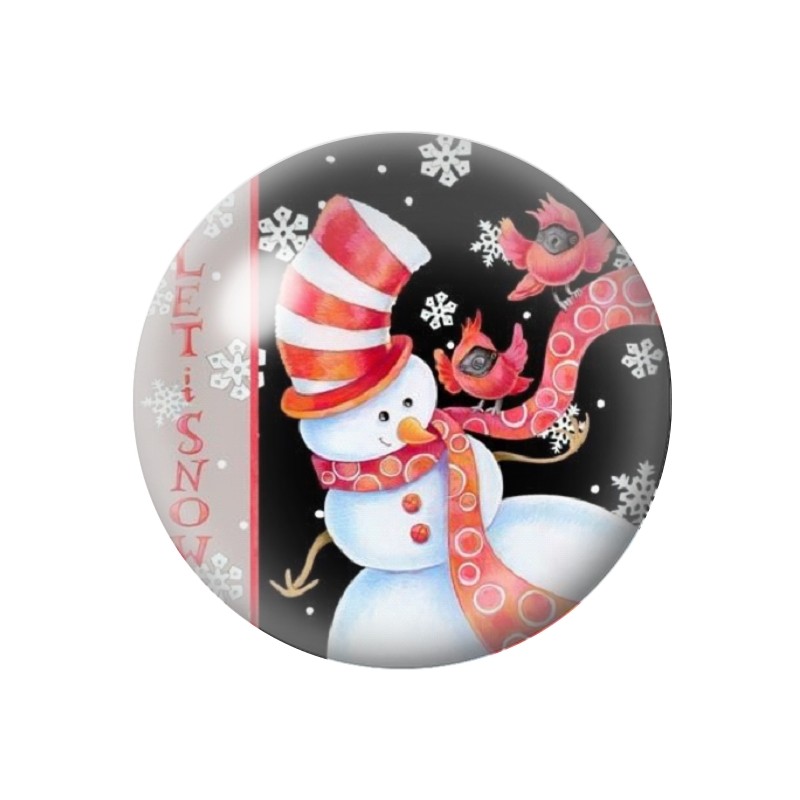 Cabochon en Verre Illustré Bonhomme de Neige Noël 12 à 25mm