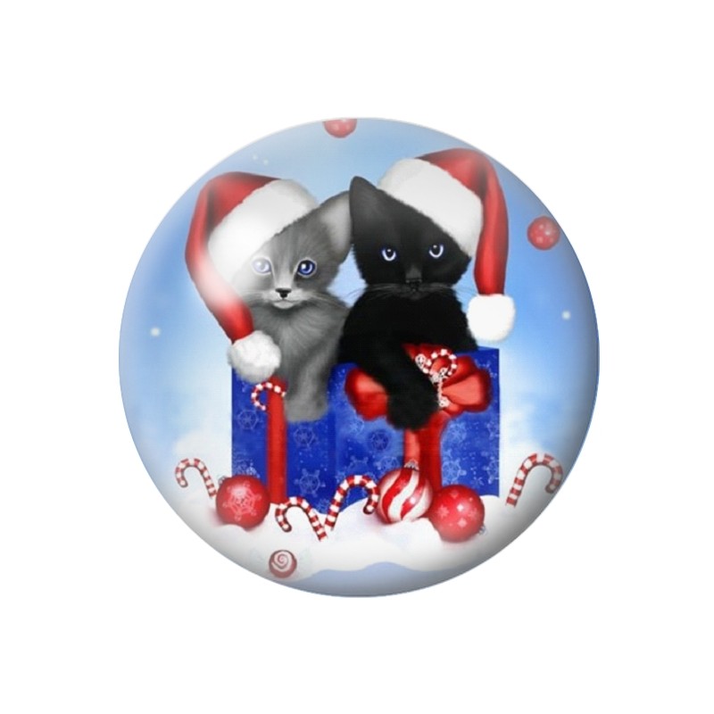 Cabochon en Verre Illustré Chatons Noël 12 à 25mm