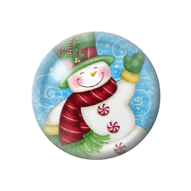 Cabochon en Verre Illustré Bonhomme de Neige Noël 12 à 25mm