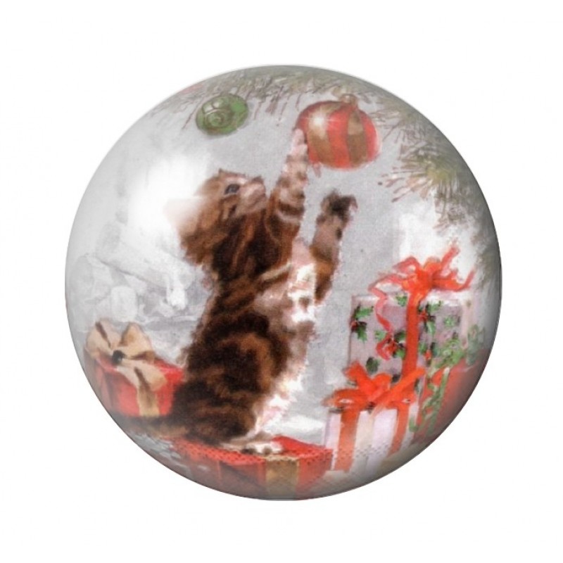 Cabochon en Verre Illustré Chaton Noël 12 à 25mm
