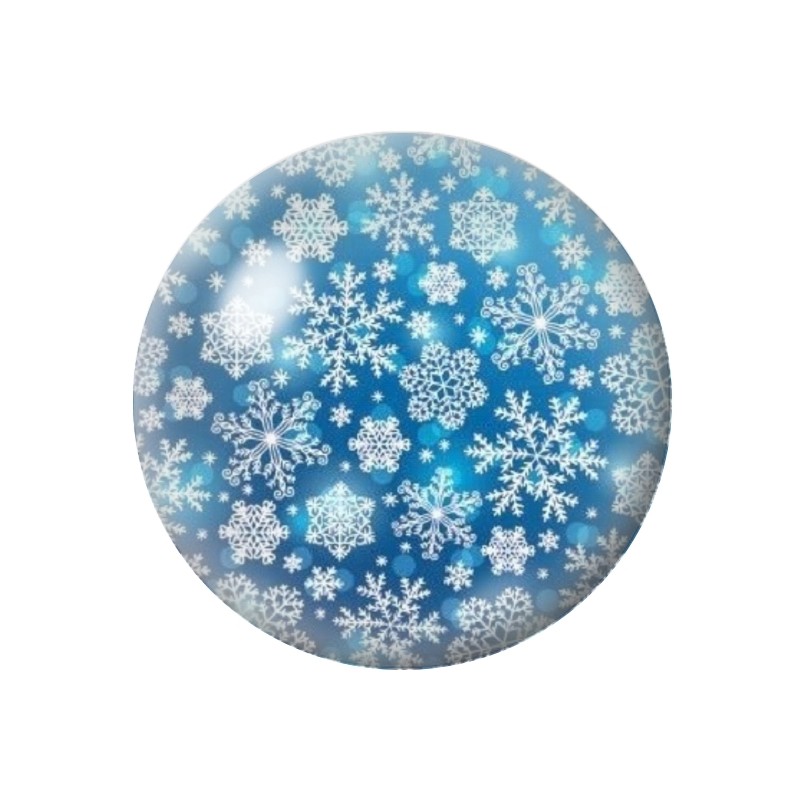 Cabochon en Verre Illustré Flocons de Neige Noël 12 à 25mm
