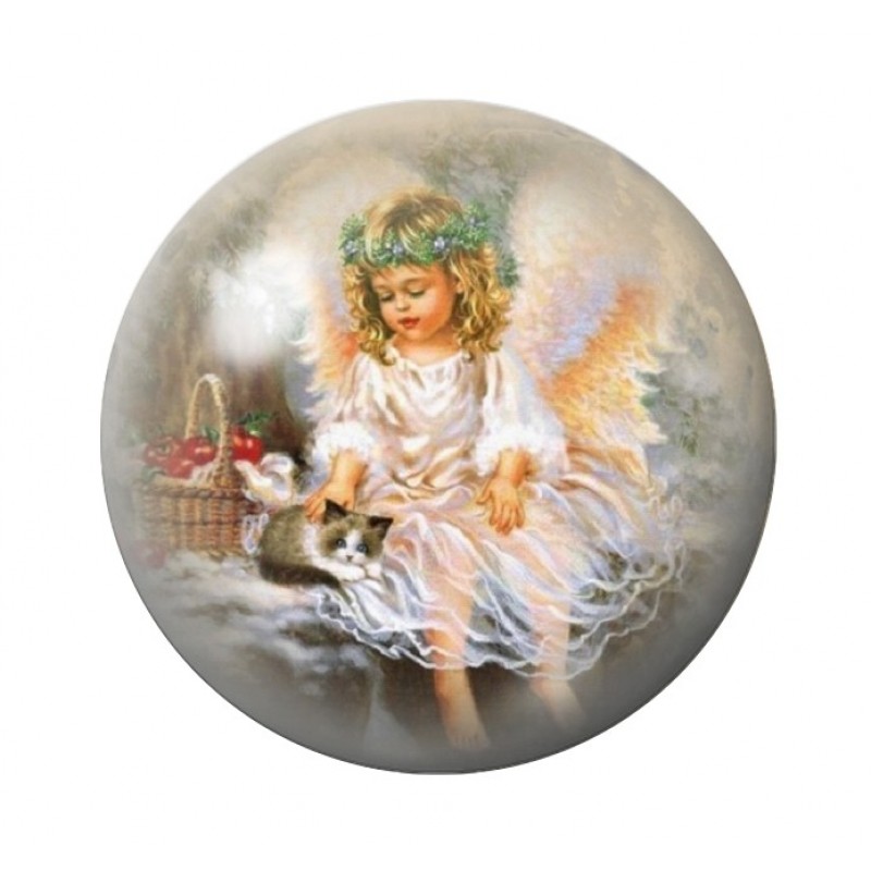 Cabochon en Verre Illustré Ange Noël 12 à 25mm