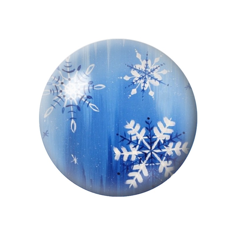 Cabochon en Verre Illustré Flocons de Neige Noël 12 à 25mm