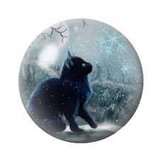 Cabochon en Verre Illustré Chat Flocons de Neige Noël 12 à 25mm pour la Création de Bijoux Fantaisie - DIY