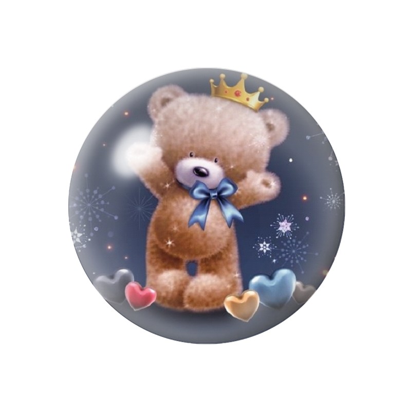 Cabochon en Verre Illustré Ourson Noël 12 à 25mm