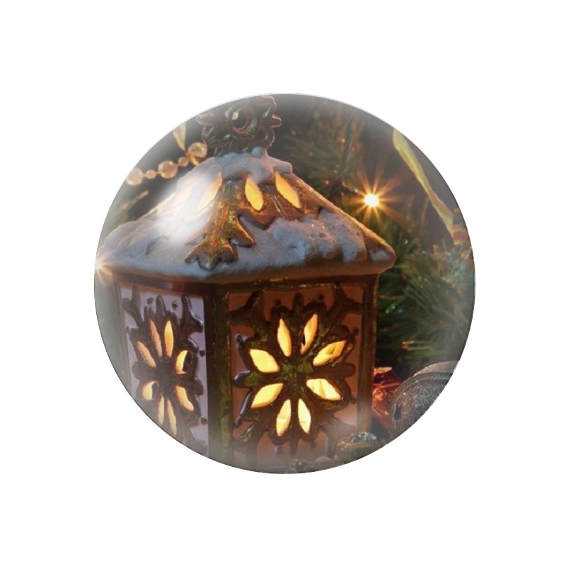 Cabochon en Verre Illustré Lanterne Noël 12 à 25mm