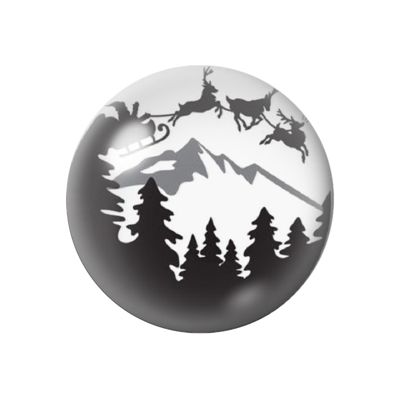 Cabochon en Verre Illustré Traîneau du Père-Noël 12 à 25mm