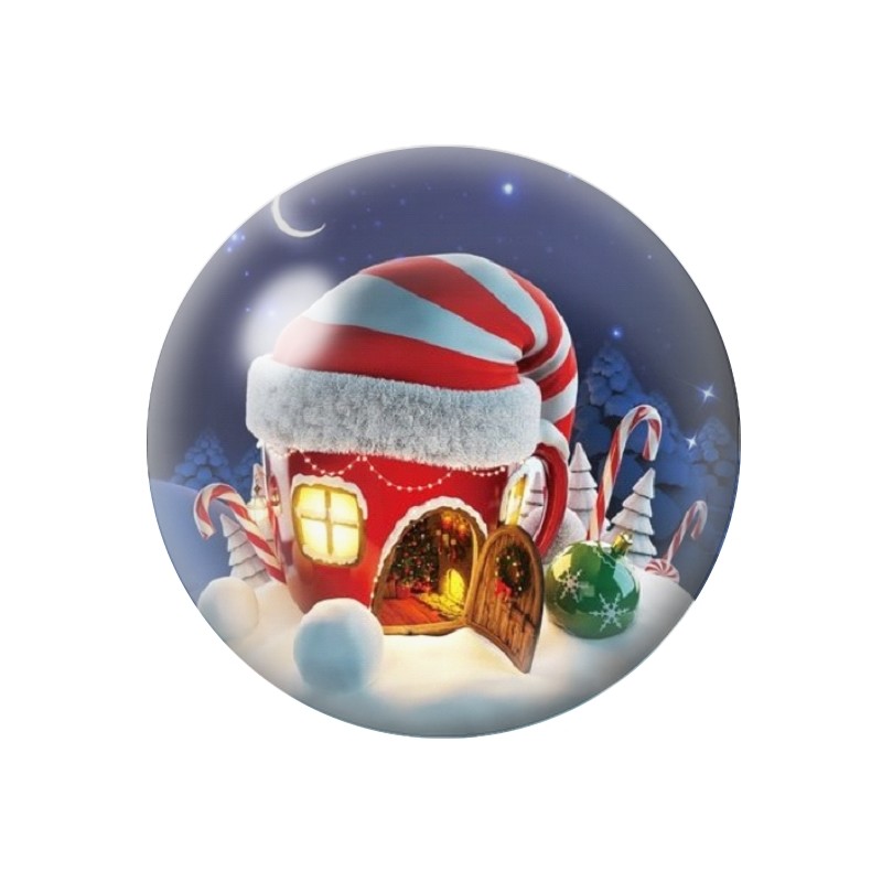 Cabochon en Verre Illustré Maison Noël 12 à 25mm