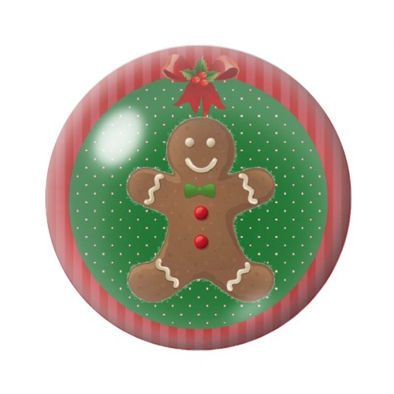 Cabochon en Verre Illustré Bonhomme Pain d’Épices Noël 12 à 25mm