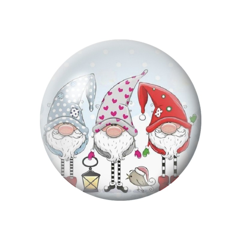 Cabochon en Verre Illustré Lutins Noël 12 à 25mm