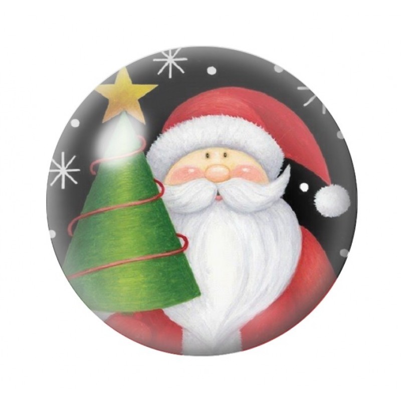Cabochon en Verre Illustré Père-Noël 12 à 25mm