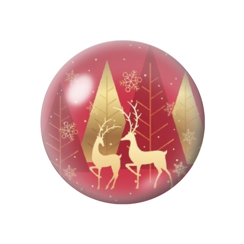 Cabochon en Verre Illustré Rennes de Noël 12 à 25mm