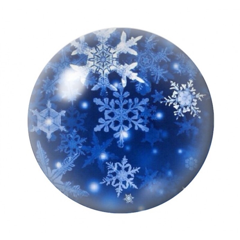 Cabochon en Verre Illustré Flocons de Neige Noël 12 à 25mm