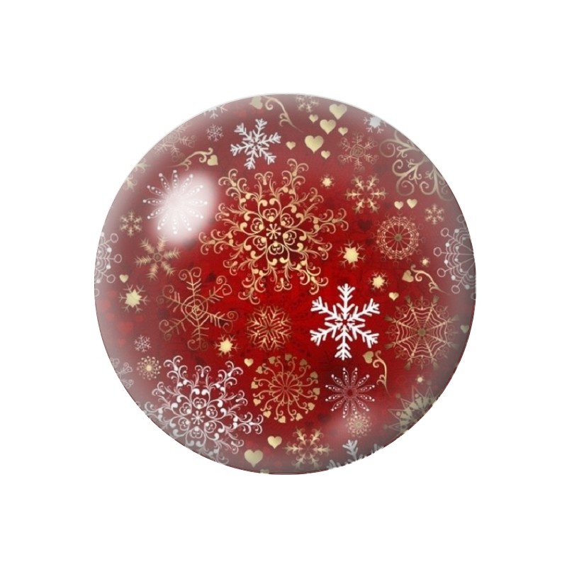 Cabochon en Verre Illustré Flocons de Neige Noël 12 à 25mm