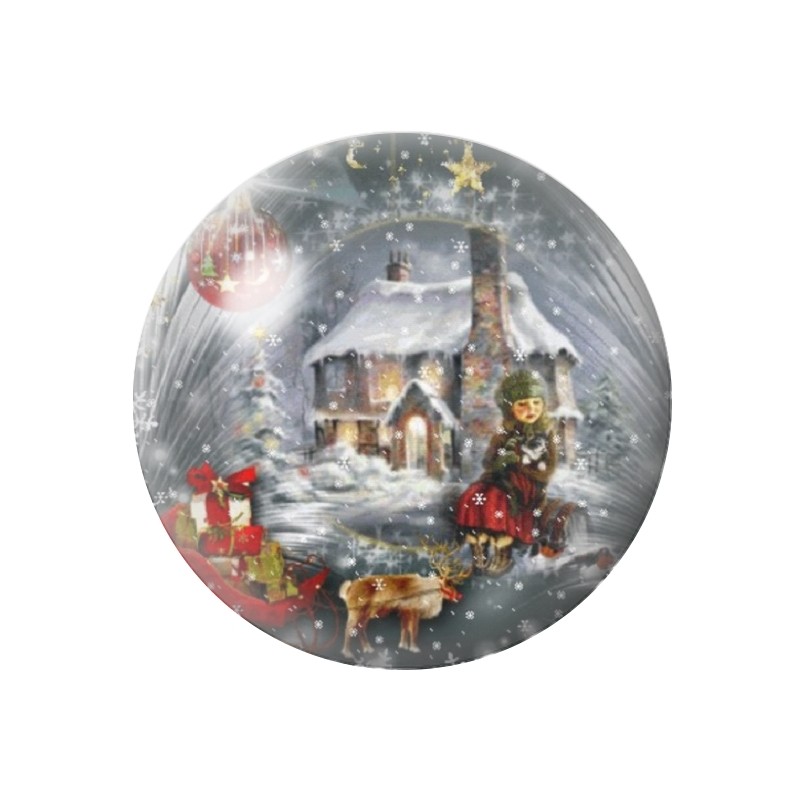 Cabochon en Verre Illustré Maison Enfant Neige Noël 12 à 25mm