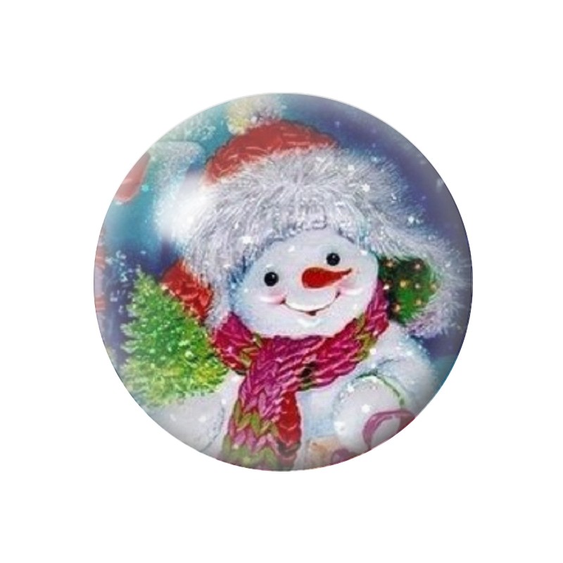 Cabochon en Verre Illustré Bonhomme de Neige Noël 12 à 25mm