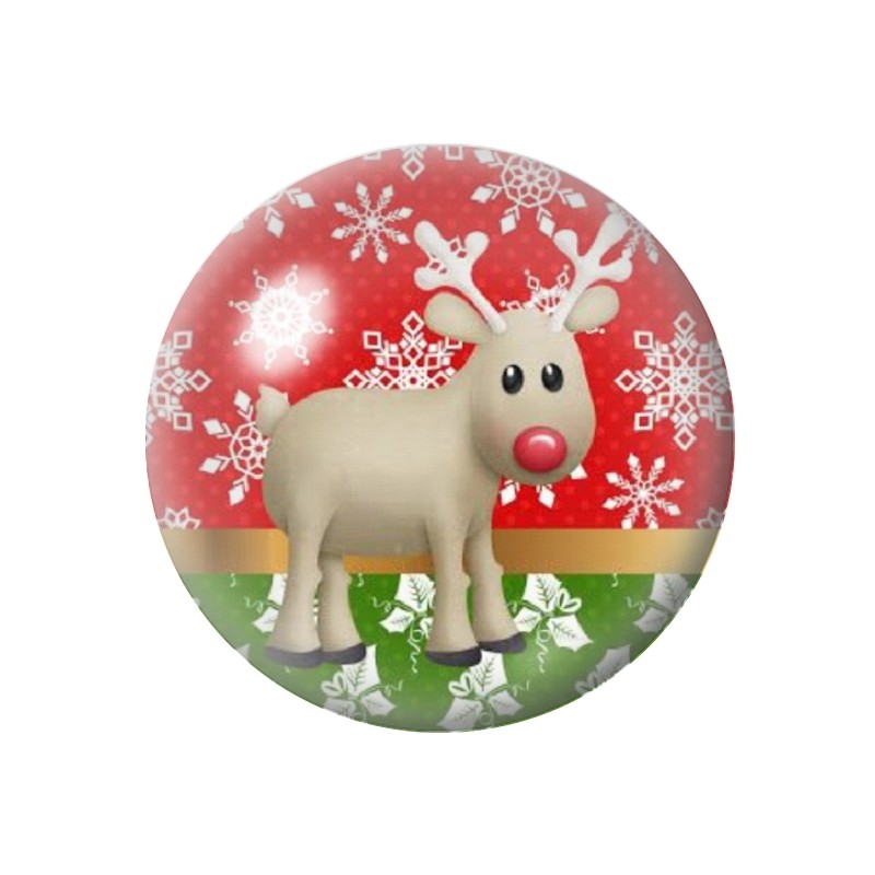 Cabochon en Verre Illustré Renne Noël 12 à 25mm