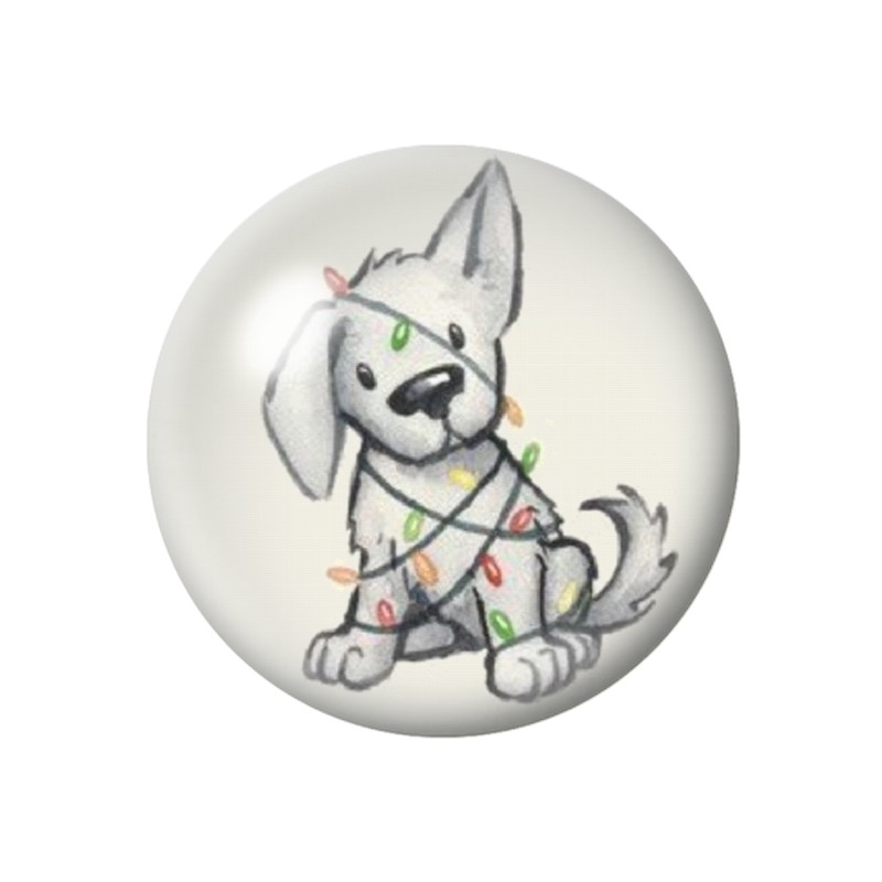 Cabochon en Verre Illustré Chien Guirlande Noël 12 à 25mm